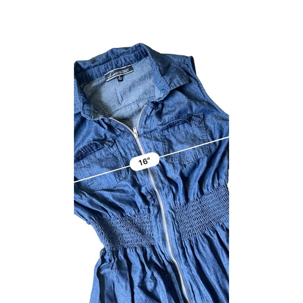 Love University Y2K Denim Dress Womens S/M Blue Sleeveless Western Boho Indie - Picture 8 of 10